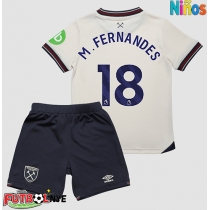 Camiseta West Ham United Mateus Fernandes #18 Visitante Equipación para niños 2025-26 manga corta (+ pantalones cortos)